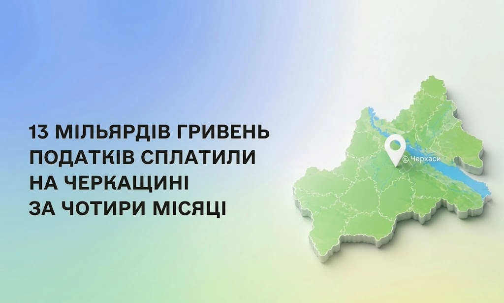 На Черкащині за чотири місяці сплатили понад 13 млрд грн податків